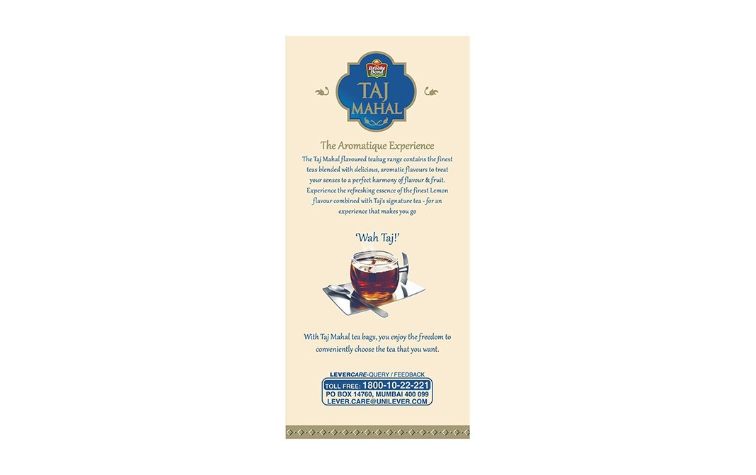 Brooke Bond Taj Mahal Fresh Lemon Tea Bags   Box  25 pcs